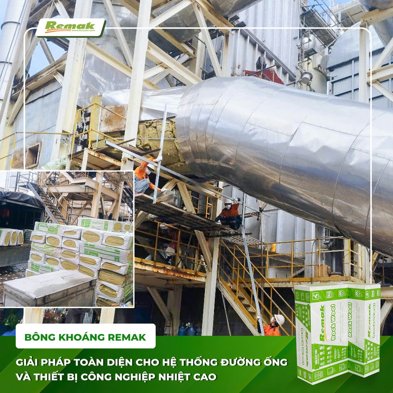 Bông khoáng Remak cách âm toàn diện cho đường ống công nghiệp